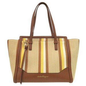 Salvatore Ferragamo Amy tote bag striped leather canvas multicolor
